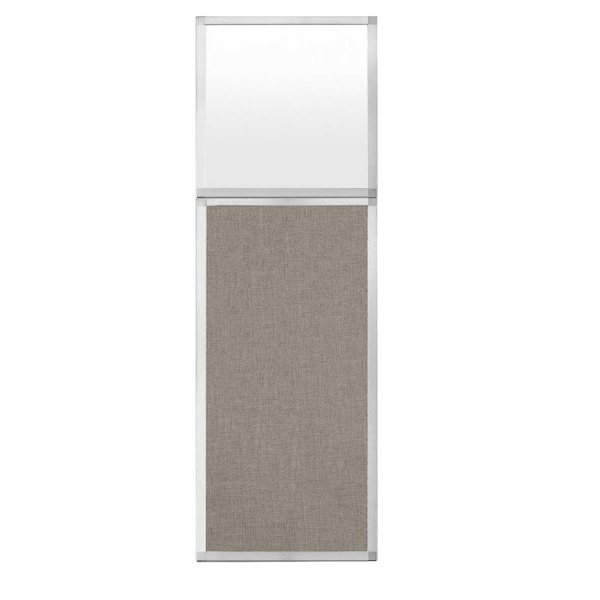 Hush Panel Configurable Cubicle Partition 2' x 6' W/ Window Warm Pebble Fabric Frosted Window